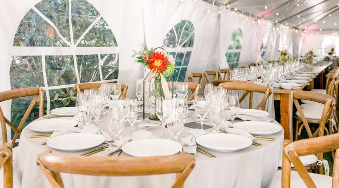 An elegant dinner table at an intimate wedding event in Boston.