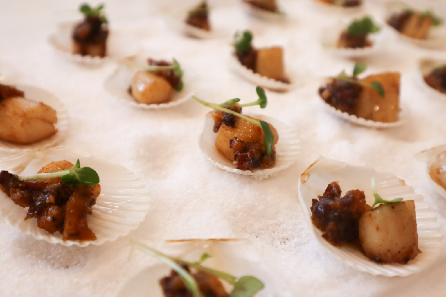 A gourmet wedding catering dish arranged on a table, showcasing a refined dining experience.
