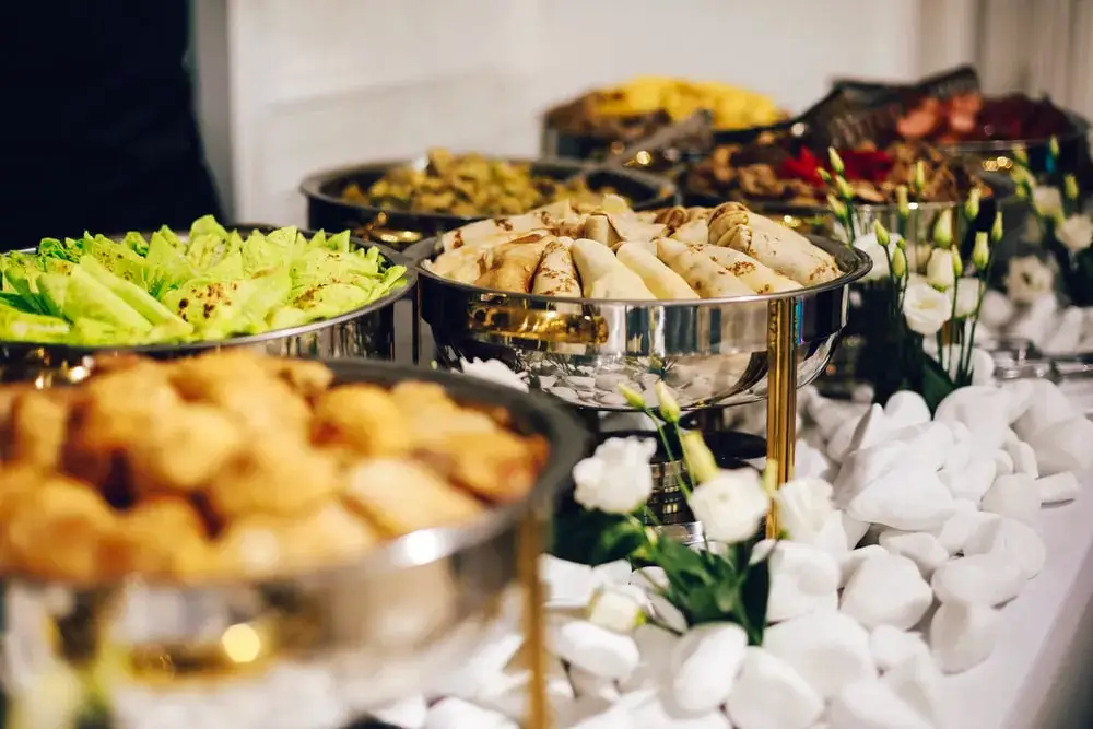 A range of sumptuous dishes at a catered private dinner party in Boston.